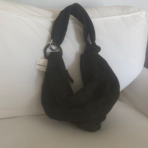 Free People vintage dark green suede hobo